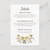 Rustiek Gele Bogen En Bloemen Trouwdetails Informatiekaartje (Voorkant)