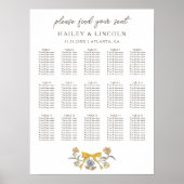 Rustiek Gele Bow Bloemen Trouwstoel Grafiek Poster (Voorkant)