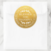 Rustiek Gelukkig Thanksgiving Retouradres Goud Ronde Sticker (Tas)