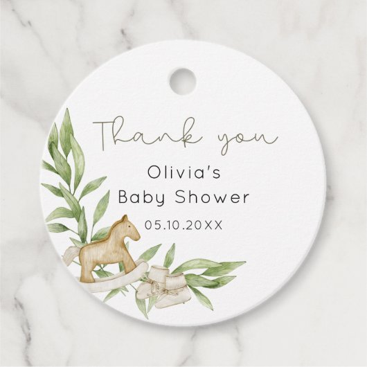 Rustiek Genderneutraal Baby shower Dank u Bedankjes Labels (Voorkant)