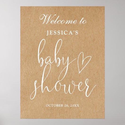 Rustiek genderneutraal Baby shower welkomstbord Poster (Voorkant)