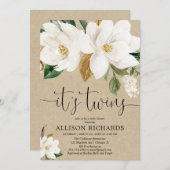 Rustiek genderneutraal bloementweeling baby shower kaart (Voorkant / Achterkant)