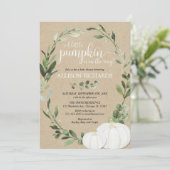 Rustiek genderneutraal herfst pompoenen groen kaart (Staand voorkant)