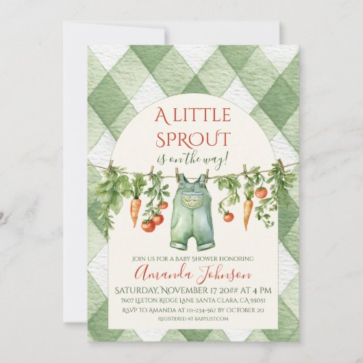 Rustiek genderneutraal Little Sprout Baby shower Kaart (Voorkant)