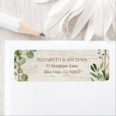 Rustiek geometrisch eucalyptus berk retouradres etiket (Insitu)