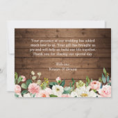 Rustiek Geometrisch Lijst en Blush Bloemen Bruilof Bedankkaart (Achterkant)