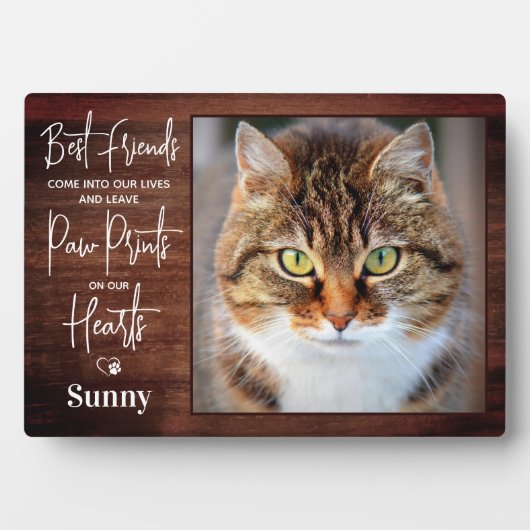 Rustiek gepersonaliseerd huisdier-herdenkingskatte fotoplaat (voorkant)