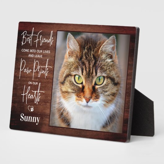 Rustiek gepersonaliseerd huisdier-herdenkingskatte fotoplaat (Zijkant)