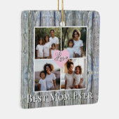 Rustiek Gepersonaliseerde 4 foto Beste moeder ooit Keramisch Ornament (Rechts)