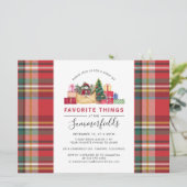 Rustiek geplakt rood kerstcadeau ruilfeest kaart (Staand voorkant)