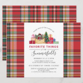 Rustiek geplakt rood kerstcadeau ruilfeest kaart (Voorkant / Achterkant)