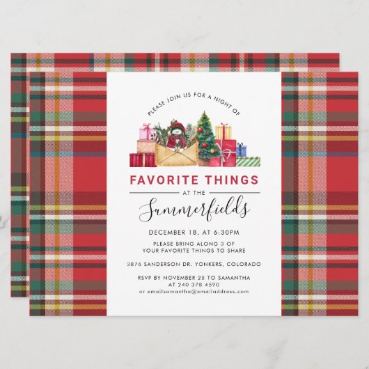 Rustiek geplakt rood kerstcadeau ruilfeest kaart (Voorkant / Achterkant)