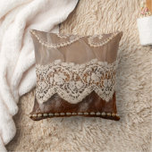 Rustiek Gereedschapsleer en Antiek Kant Western Kussen (Deken)