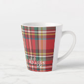 Rustiek geruit gepersonaliseerd script kerst latte mok (Rechts)