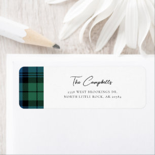 Rustiek geruite Campbell Tartan Retouradres Etiket