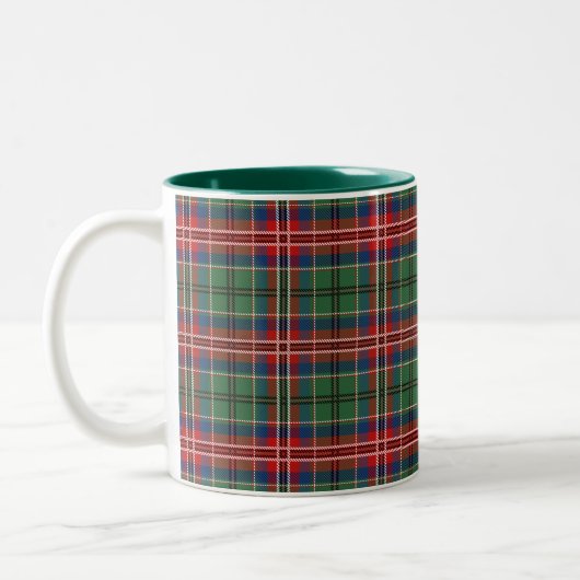 Rustiek geruite MacCulloch Groen Rood Blauw Tartan Tweekleurige Koffiemok (Links)