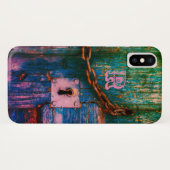 Rustiek geschilderd hout sleutelgat ketting blauw  Case-Mate iPhone case (Achterkant (horizontaal))