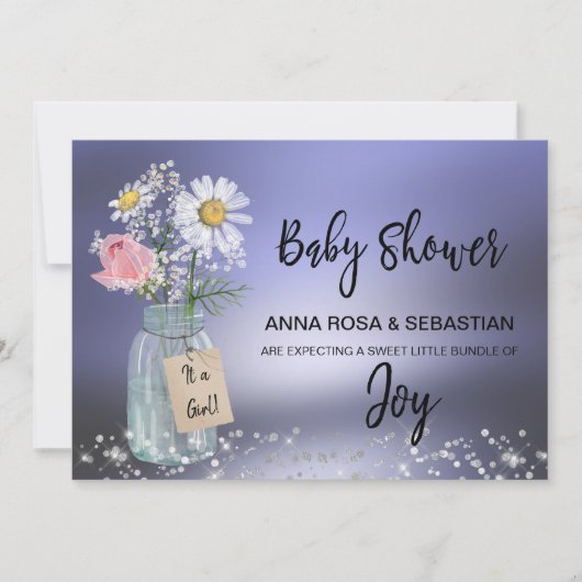 ** Rustiek. Geslacht Mason Jar Floral Baby shower Kaart (Voorkant)
