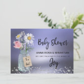 ** Rustiek. Geslacht Mason Jar Floral Baby shower Kaart (Staand voorkant)