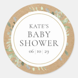 Rustiek Geslacht Neutrale Douche Aquarel Groen Ronde Sticker