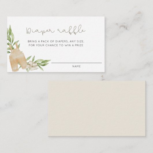 Rustiek Geslacht Neutrale Luier Raffle Informatiekaartje (Voorkant / Achterkant)