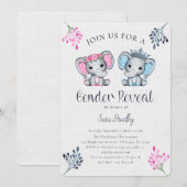 Rustiek Geslacht onthullen jute olifant baby showe Kaart (Voorkant / Achterkant)