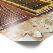 Rustiek Gesloten Raam Op Gestructureerde Stenen Mu Foto Afdruk (Hoek)