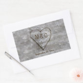 Rustiek gesneden berk hart monogram rechthoekige sticker (Envelop)