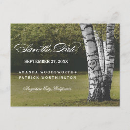 Rustiek gesneden berkenboom land opslaan van de da aankondigingskaart