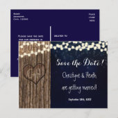 Rustiek gesneden boomhart Save Date Briefkaart (Voorkant / Achterkant)