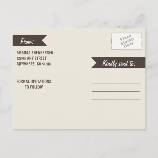 Rustiek gesneden eiken land Save the Date Aankondigingskaart (Achterkant)