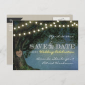 Rustiek gesneden eikenboom bruiloft Save the Date  Aankondigingskaart (Voorkant / Achterkant)