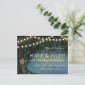 Rustiek gesneden eikenboom bruiloft Save the Date  Aankondigingskaart (Staand voorkant)