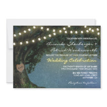 Rustiek gesneden hart eiken boom bruiloft uitnodig