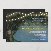 Rustiek gesneden hart eiken boom bruiloft uitnodig kaart (Voorkant / Achterkant)