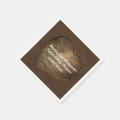 Rustiek gesneden hart eikenboom plak bruiloft serv servet (Hoek)