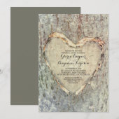 Rustiek gesneden hartboom  repetitiediner kaart (Voorkant / Achterkant)