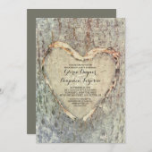 Rustiek gesneden hartboom  verlovingsfeest kaart (Voorkant / Achterkant)