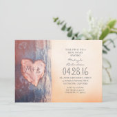 Rustiek gesneden hartboom vrijgezellenfeest kaart (Staand voorkant)