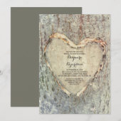 Rustiek gesneden hartboom  vrijgezellenfeest kaart (Voorkant / Achterkant)