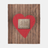 Rustiek gesneden hout paar namen monogram initiale fleece deken (Voorkant)