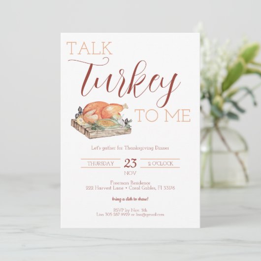 Rustiek Gesprek Turkije Thanksgiving Diner Uitnodi Kaart (Staand voorkant)