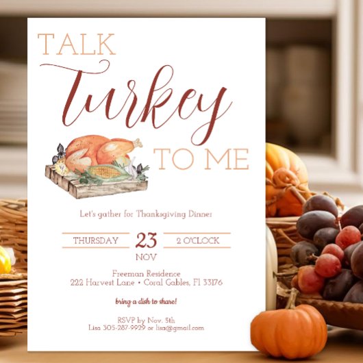 Rustiek Gesprek Turkije Thanksgiving Diner Uitnodi Kaart