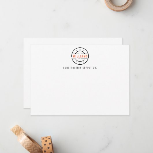 Rustiek gestempeld Logo Gepersonaliseerde Flat Not Notitiekaartje (Voorkant / Achterkant in situ)
