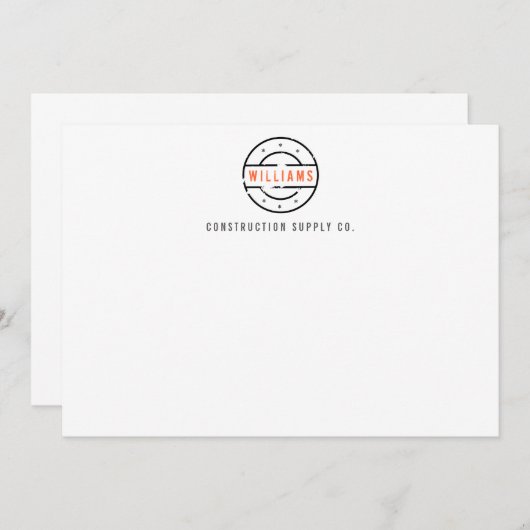 Rustiek gestempeld Logo Gepersonaliseerde Flat Not Notitiekaartje (Voorkant / Achterkant)