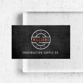 Rustiek gestempeld Logo op zwart hout constructie Visitekaartje