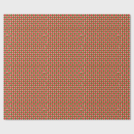 Rustiek gestippeld rood groen kerst wrapping papie cadeaupapier (Vlak)