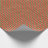 Rustiek gestippeld rood groen kerst wrapping papie cadeaupapier (Hoek)