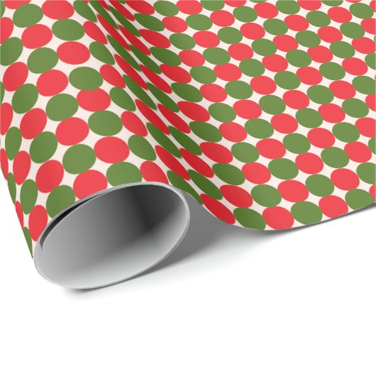Rustiek gestippeld rood groen kerst wrapping papie cadeaupapier (Rol Hoek)