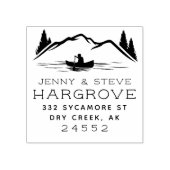 Rustiek getrouwd paar berg kano adres rubberstempel (Afrduk)